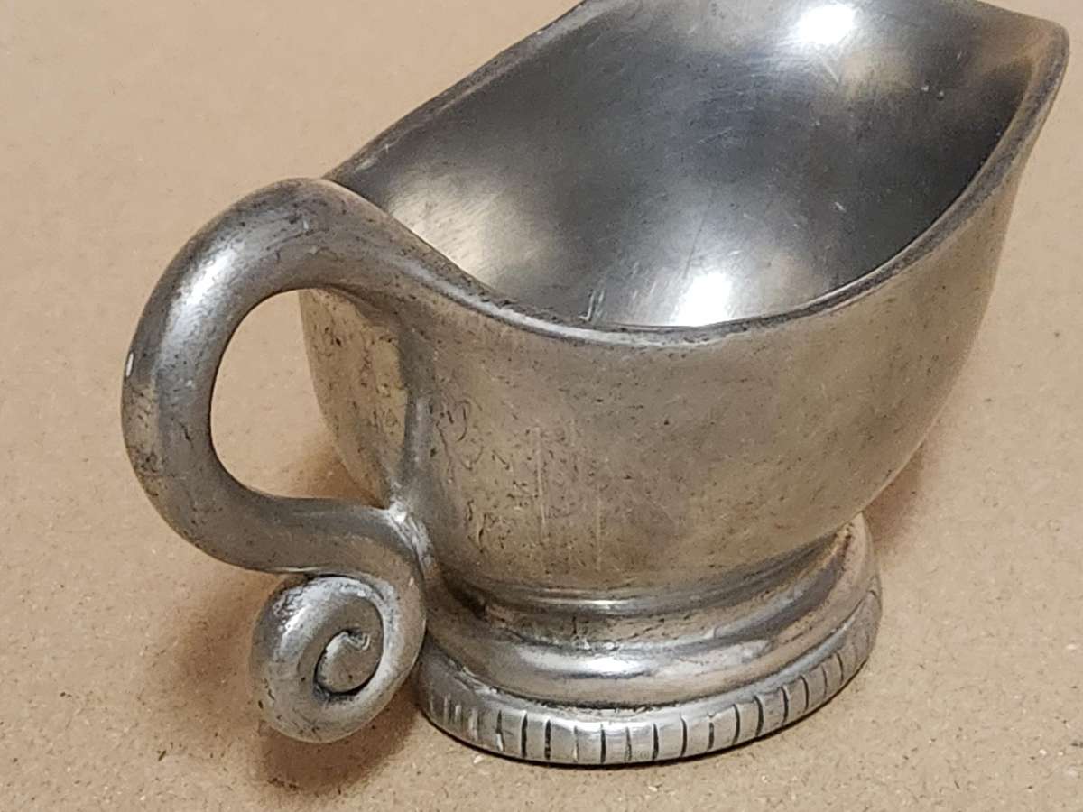 VINTAGE CARROL BOYES FUNCTIONAL ART EARLY DESIGN PEWTER CREAMER