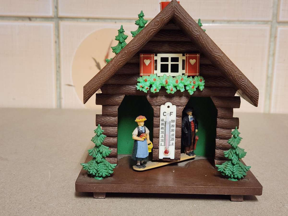VINTAGE GERMAN WEATHER HOUSE WITH A THERMOMETER