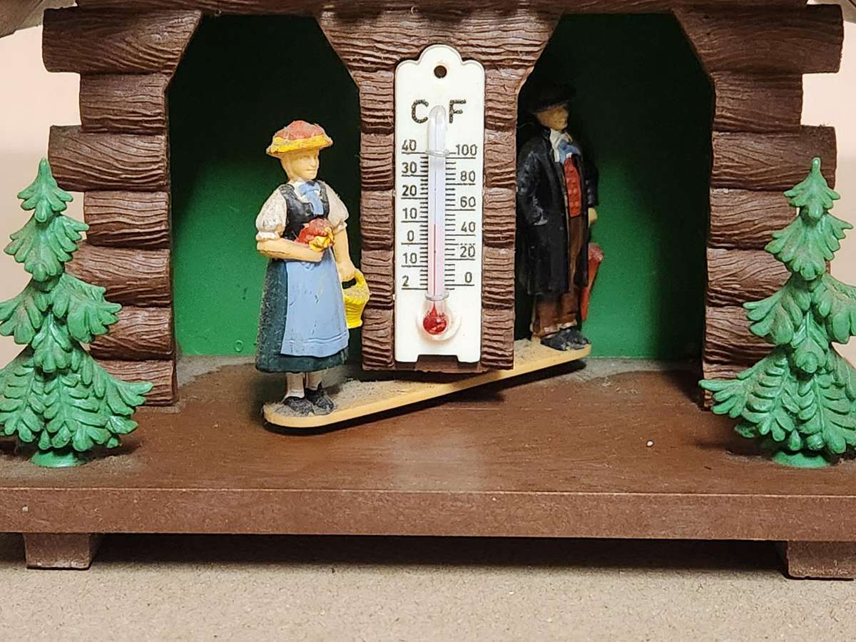 VINTAGE GERMAN WEATHER HOUSE WITH A THERMOMETER