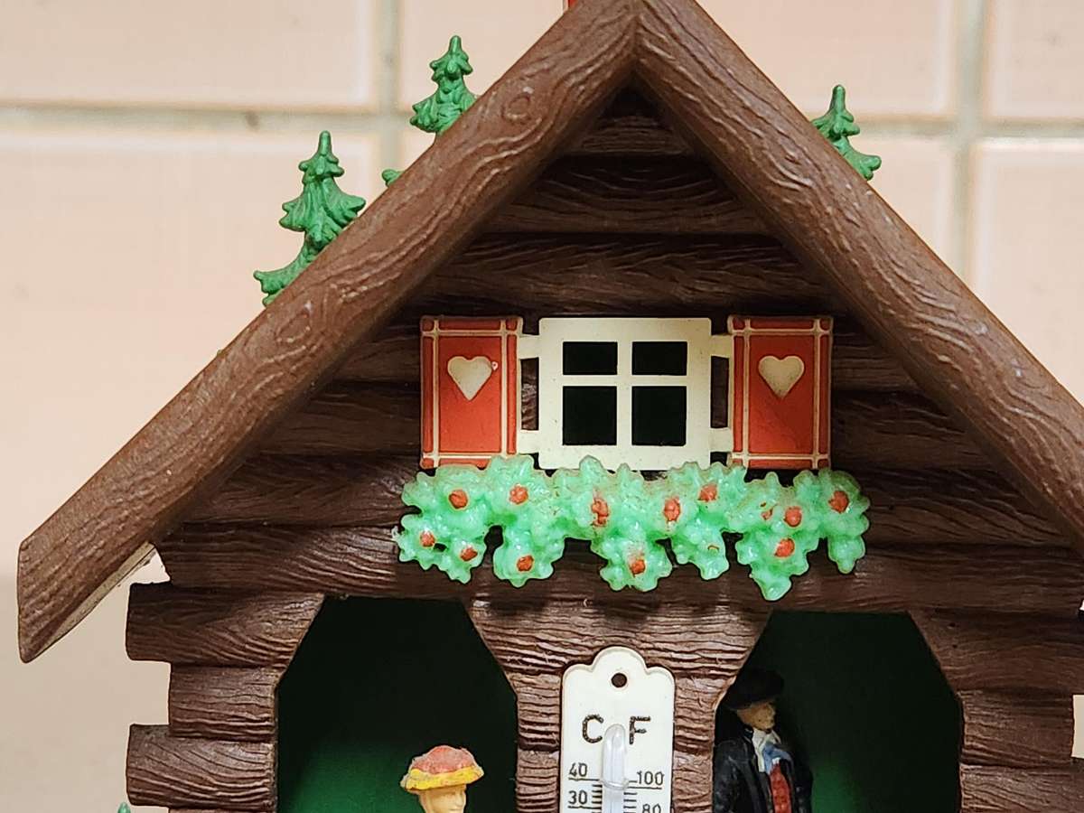 VINTAGE GERMAN WEATHER HOUSE WITH A THERMOMETER