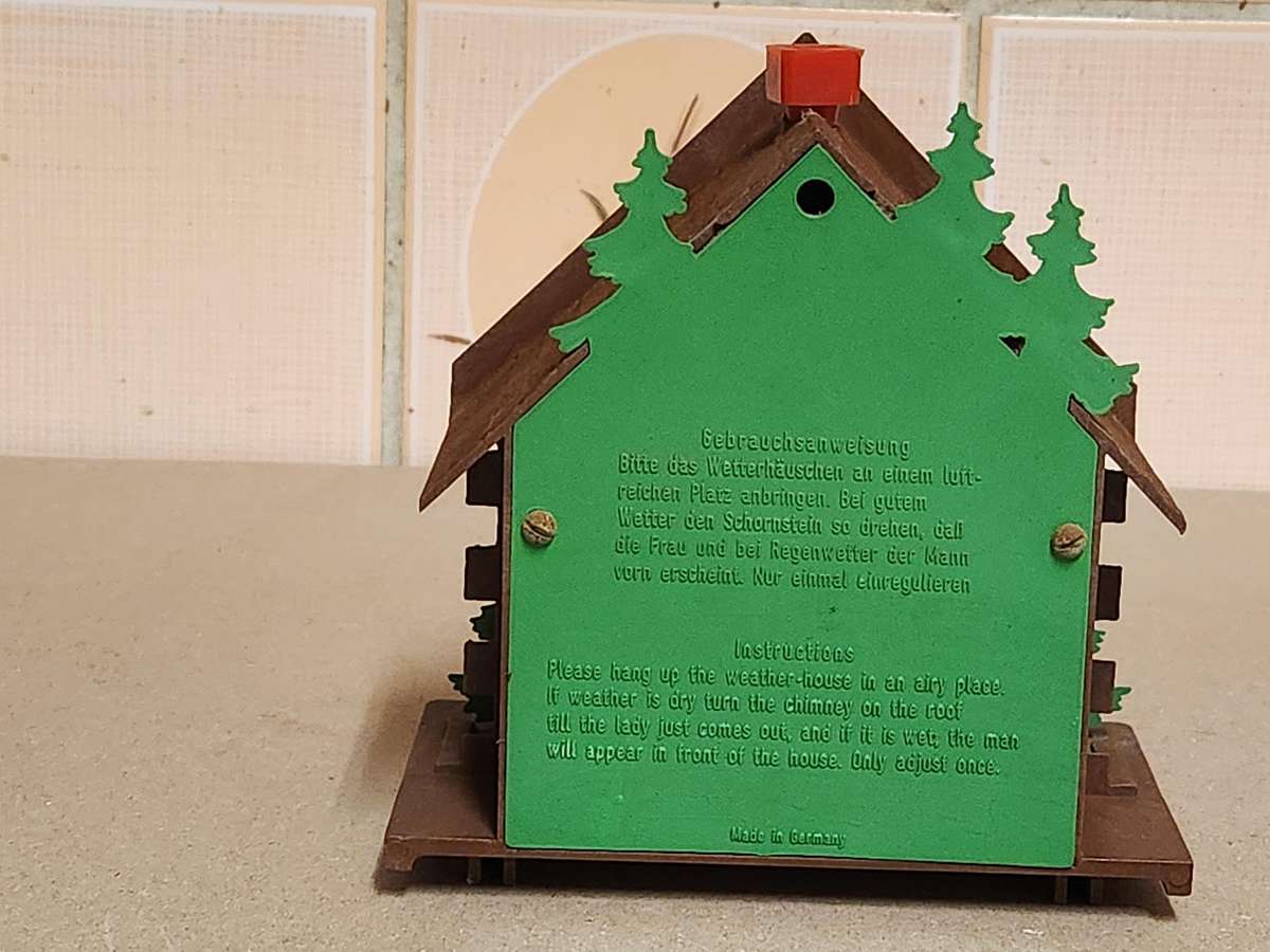 VINTAGE GERMAN WEATHER HOUSE WITH A THERMOMETER