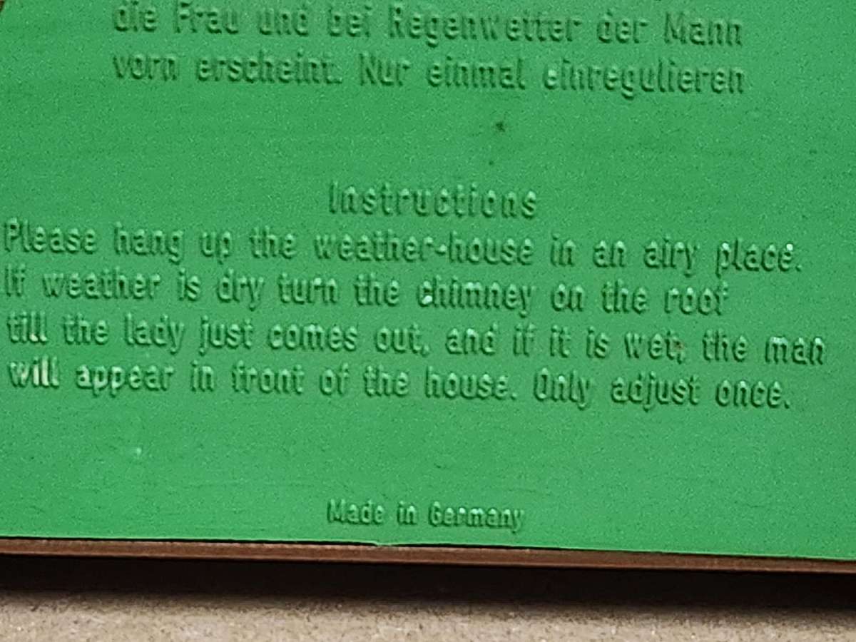 VINTAGE GERMAN WEATHER HOUSE WITH A THERMOMETER