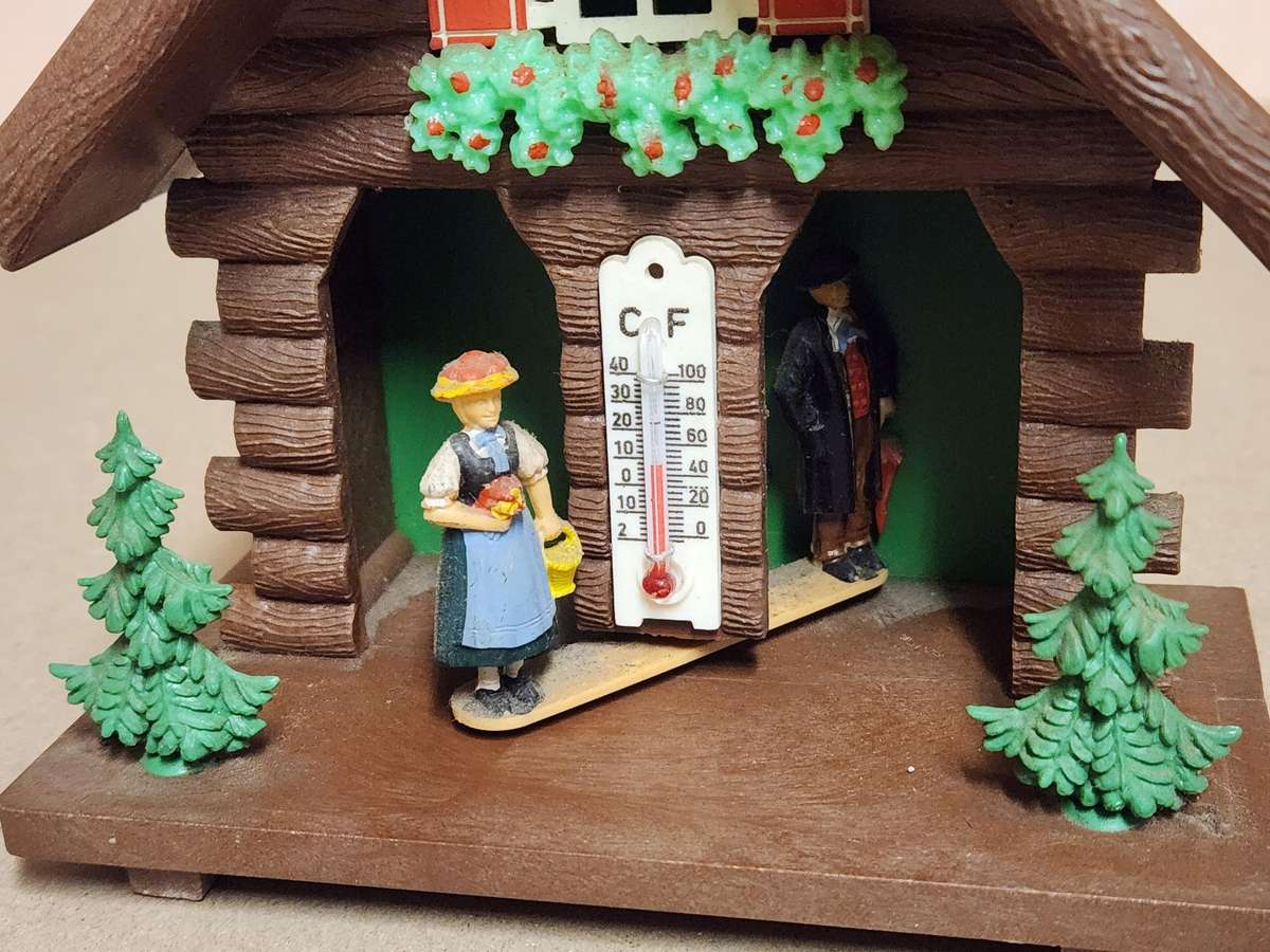 VINTAGE GERMAN WEATHER HOUSE WITH A THERMOMETER