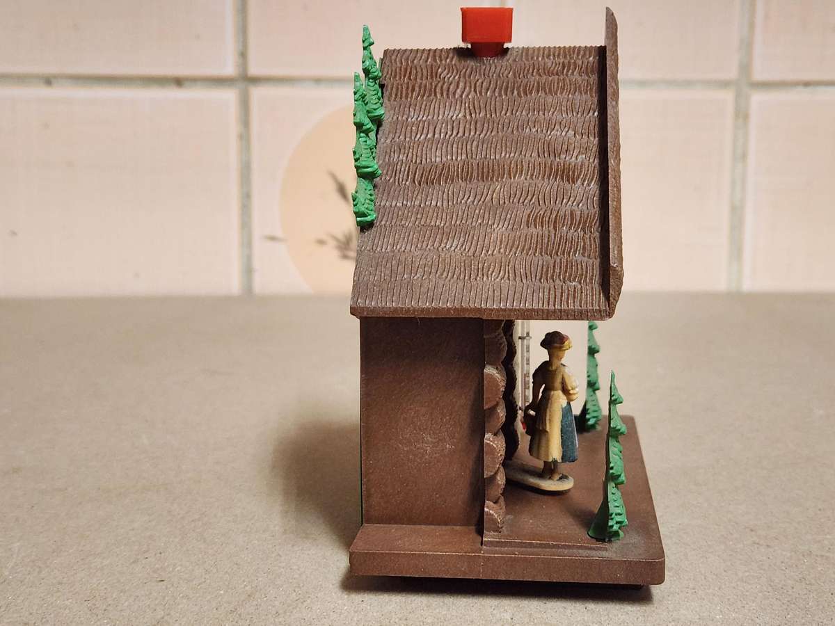 VINTAGE GERMAN WEATHER HOUSE WITH A THERMOMETER