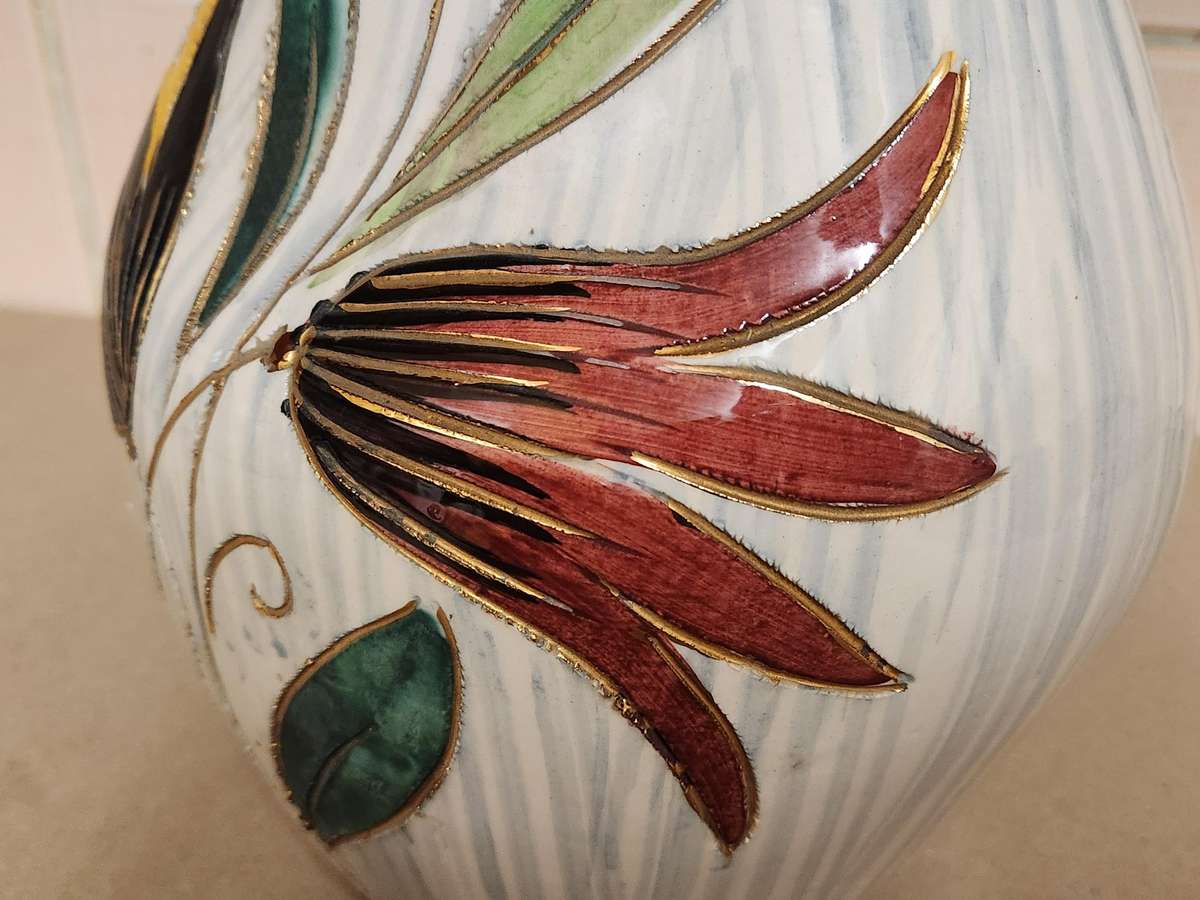 RARE FIND. 20th CENTURY ROUGE FONTAINE BAUDOUR CERAMIQUE VASE/URN