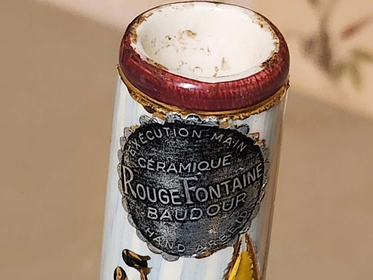 RARE FIND! 20th CENTURY ROUGE FONTAINE BAUDOUR CERAMIQUE BOTTLE-NECK VASE