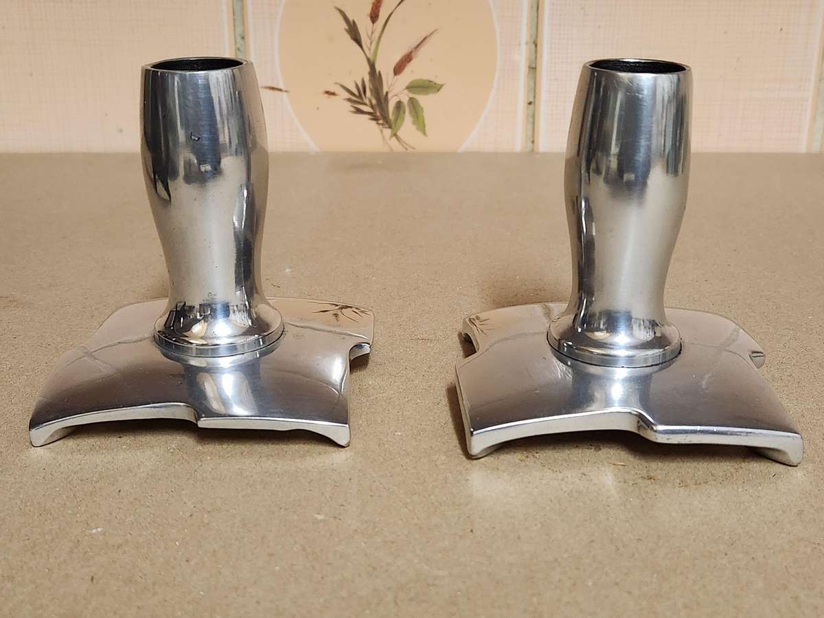 BEAUTIFUL CARROL BOYES FUNCTIONAL ART PEWTER CANDLE HOLDERS