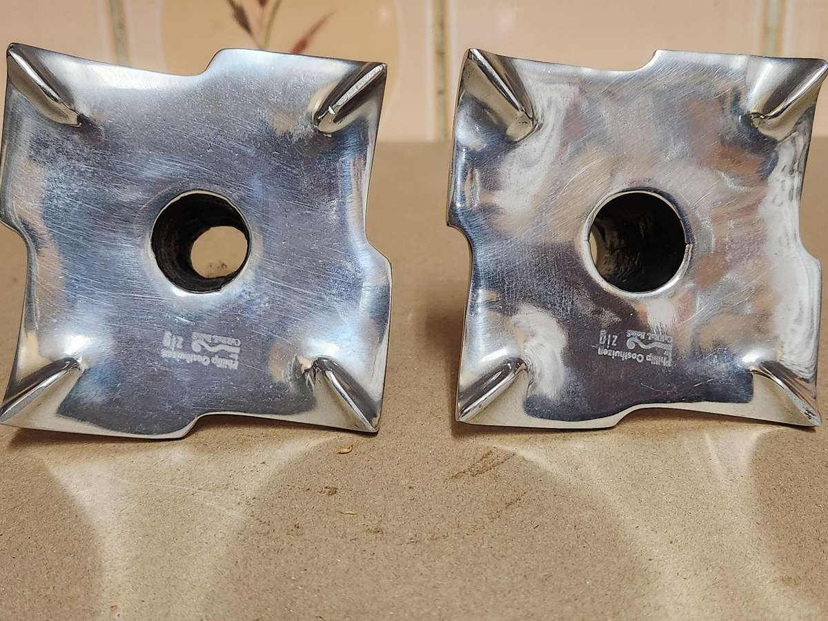 BEAUTIFUL CARROL BOYES FUNCTIONAL ART PEWTER CANDLE HOLDERS