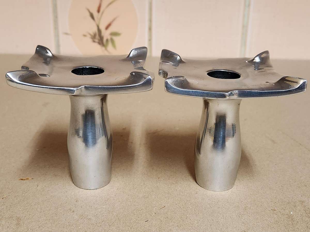 BEAUTIFUL CARROL BOYES FUNCTIONAL ART PEWTER CANDLE HOLDERS