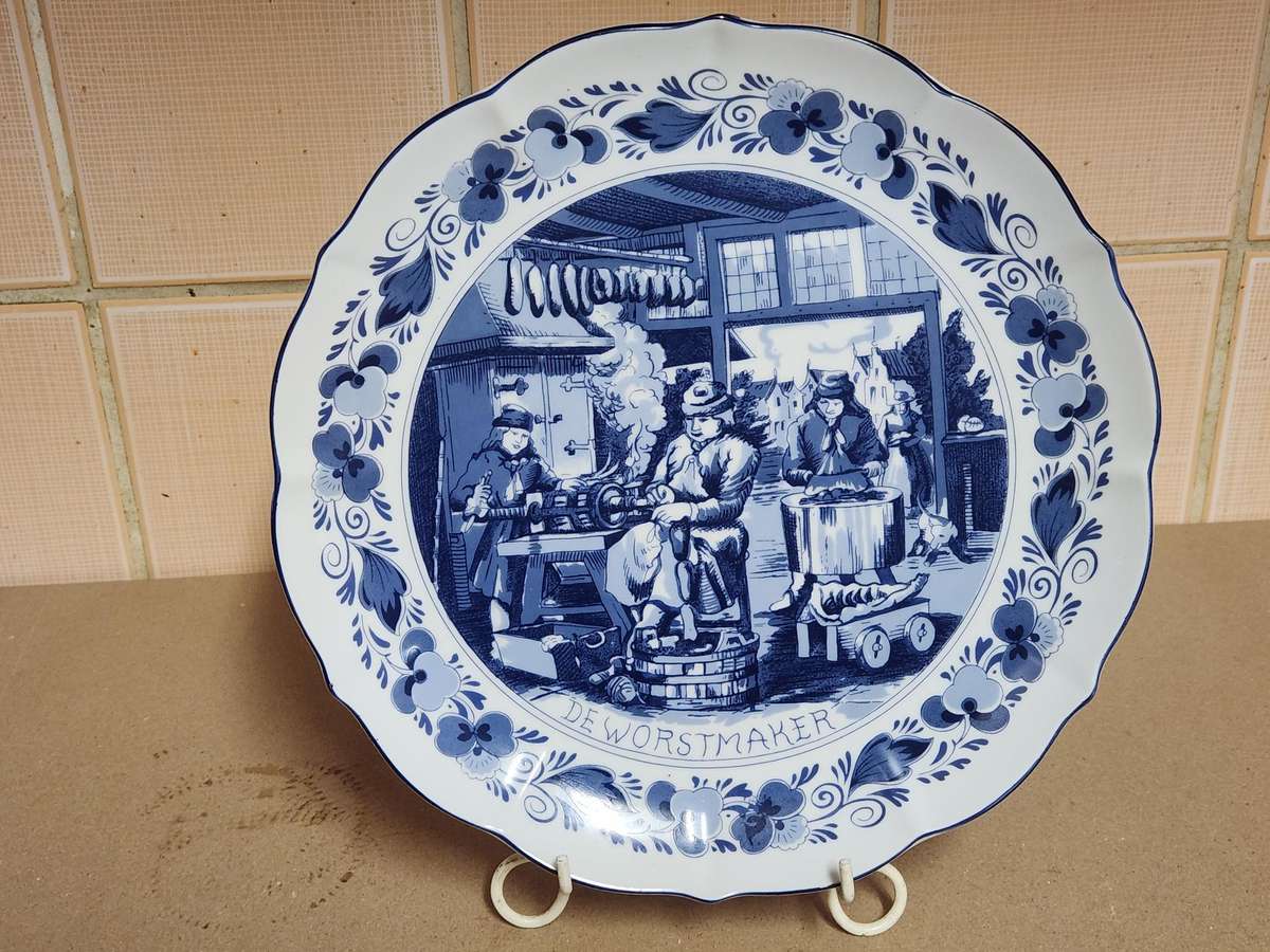 Vintage Delft Holland Traditional Dutch Tradesmen Plate Oude Molen Fabriek