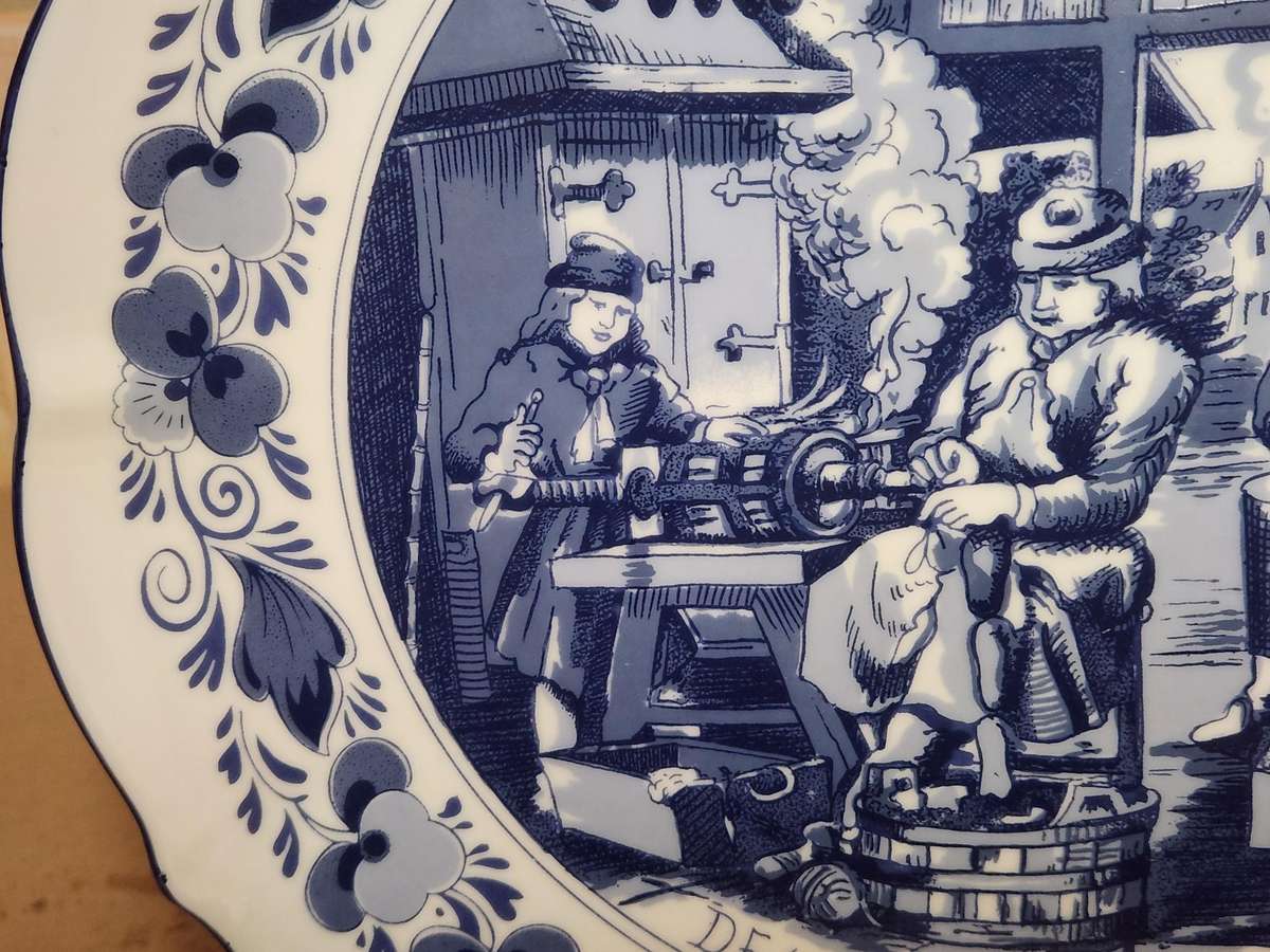 Vintage Delft Holland Traditional Dutch Tradesmen Plate Oude Molen Fabriek
