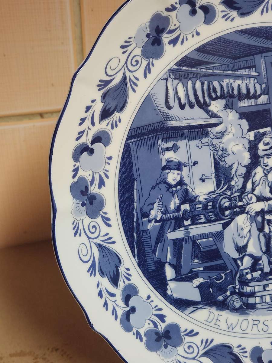 Vintage Delft Holland Traditional Dutch Tradesmen Plate Oude Molen Fabriek