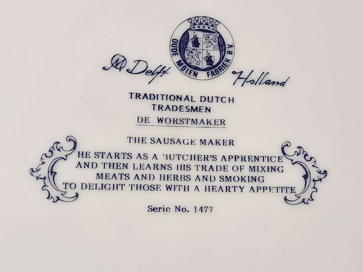 Vintage Delft Holland Traditional Dutch Tradesmen Plate Oude Molen Fabriek