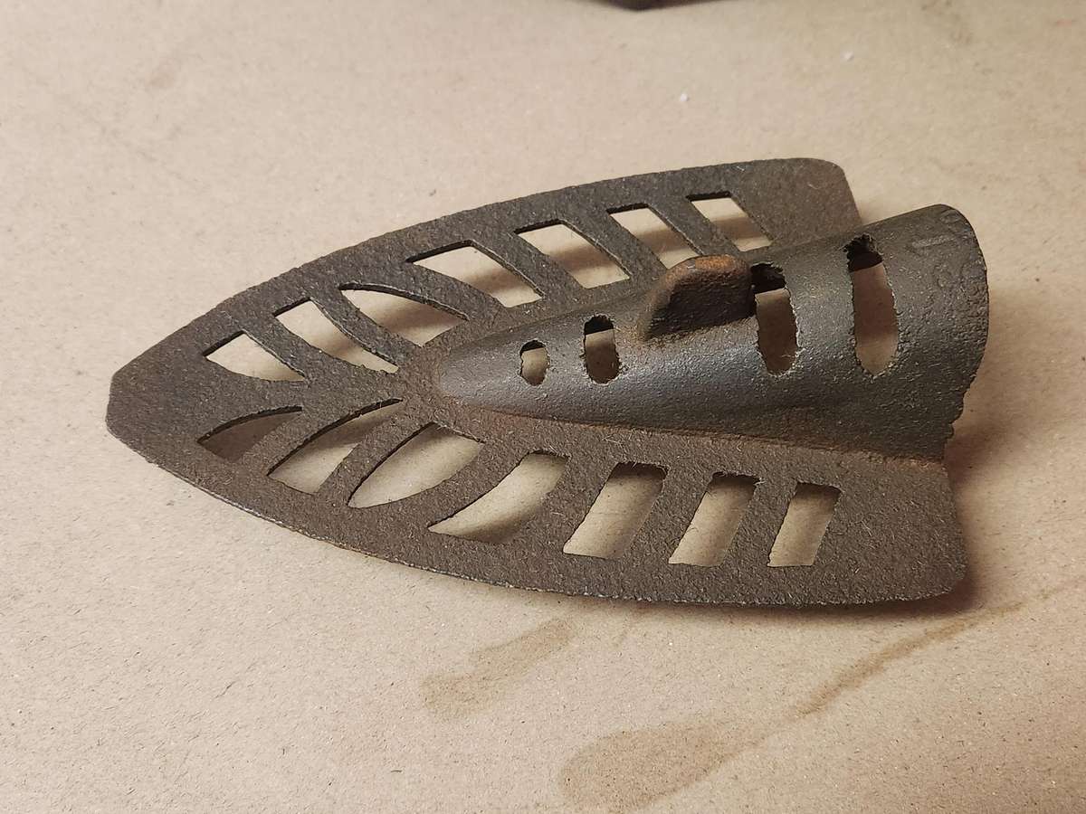 Antique cast iron charcoal sad iron with funnel