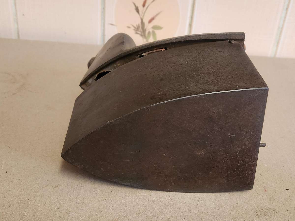 Antique cast iron charcoal sad iron with funnel