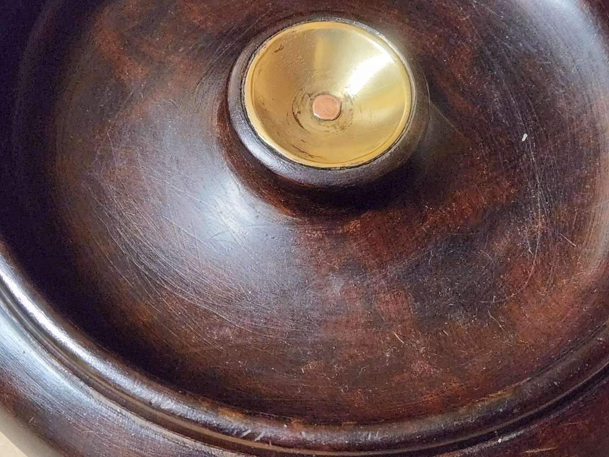 AWESOME DARK WOOD AND BRASS CENTRE NUTCRACKER