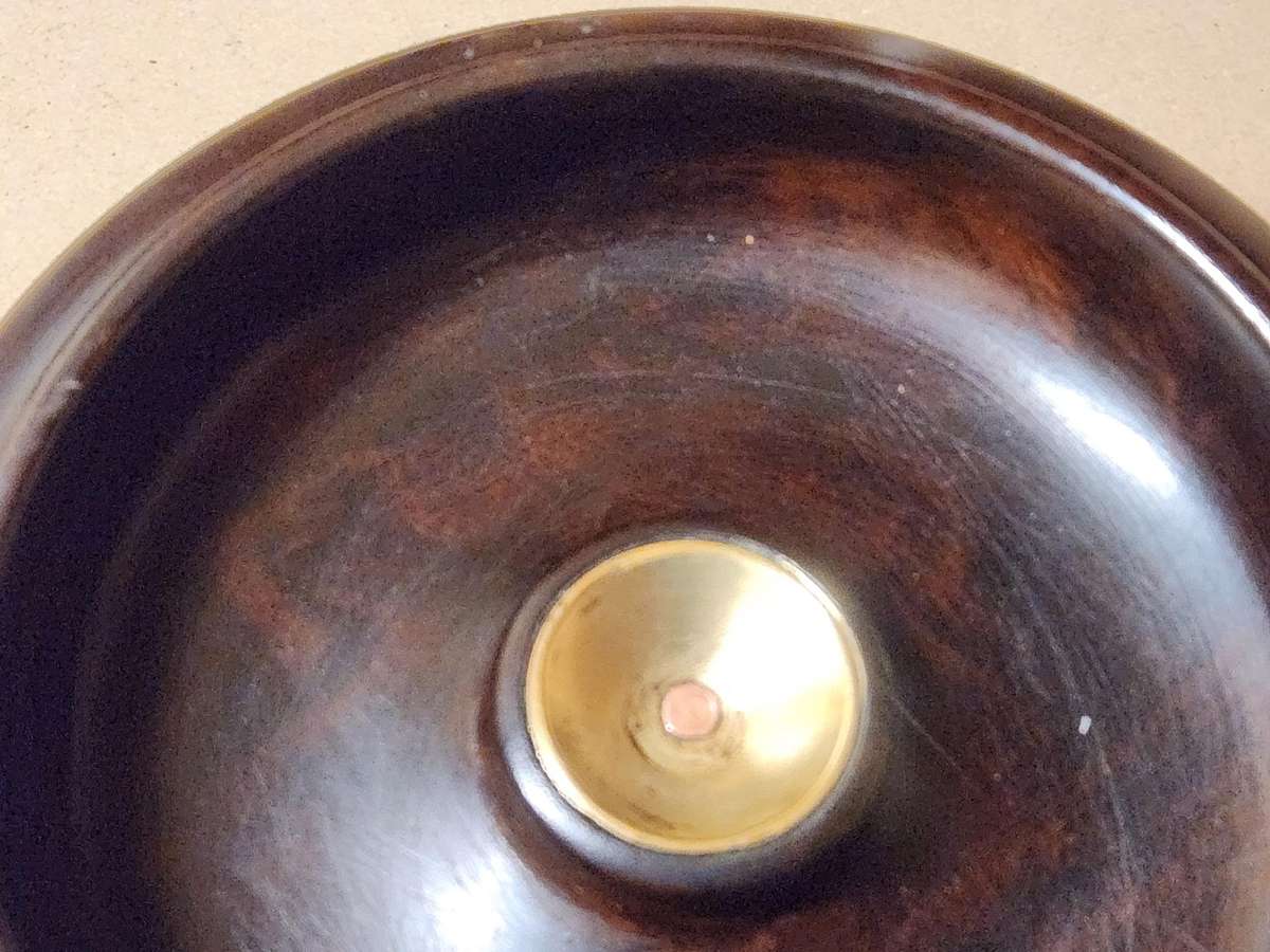 AWESOME DARK WOOD AND BRASS CENTRE NUTCRACKER