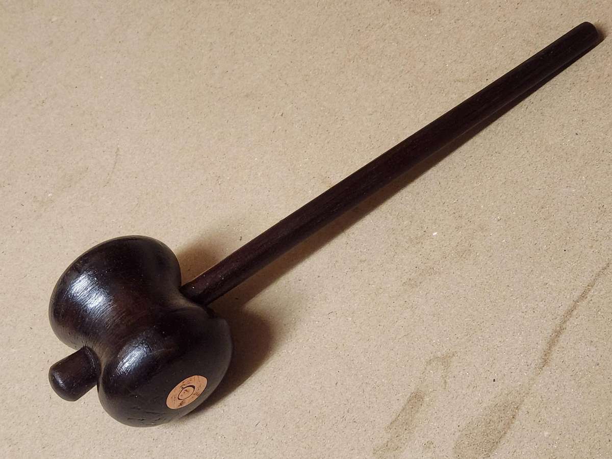 AWESOME DARK WOOD AND BRASS CENTRE NUTCRACKER