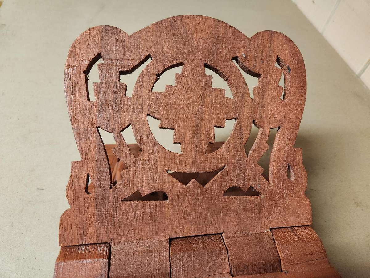 VINTAGE HAND CARVED FOLDING BOOK STAND, BIBLE HOLDER