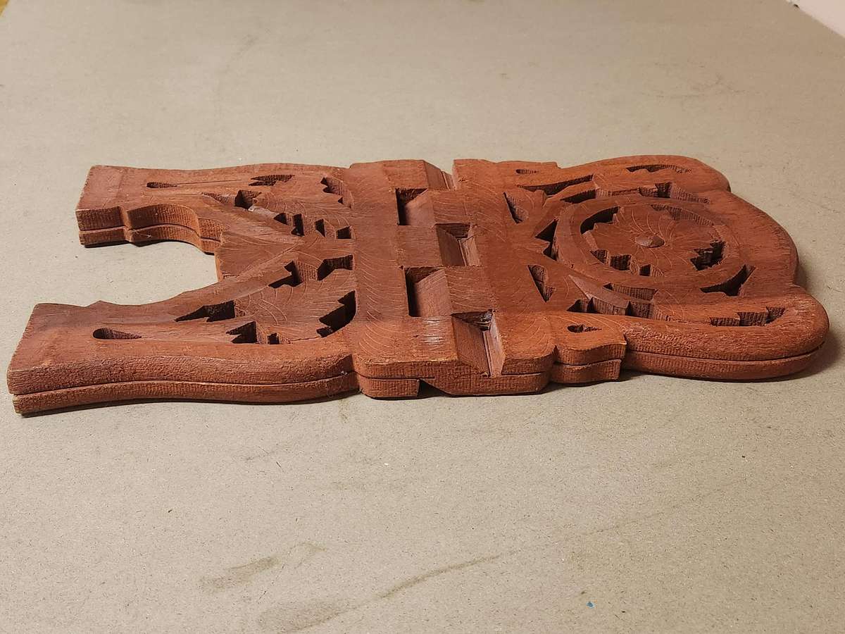 VINTAGE HAND CARVED FOLDING BOOK STAND, BIBLE HOLDER