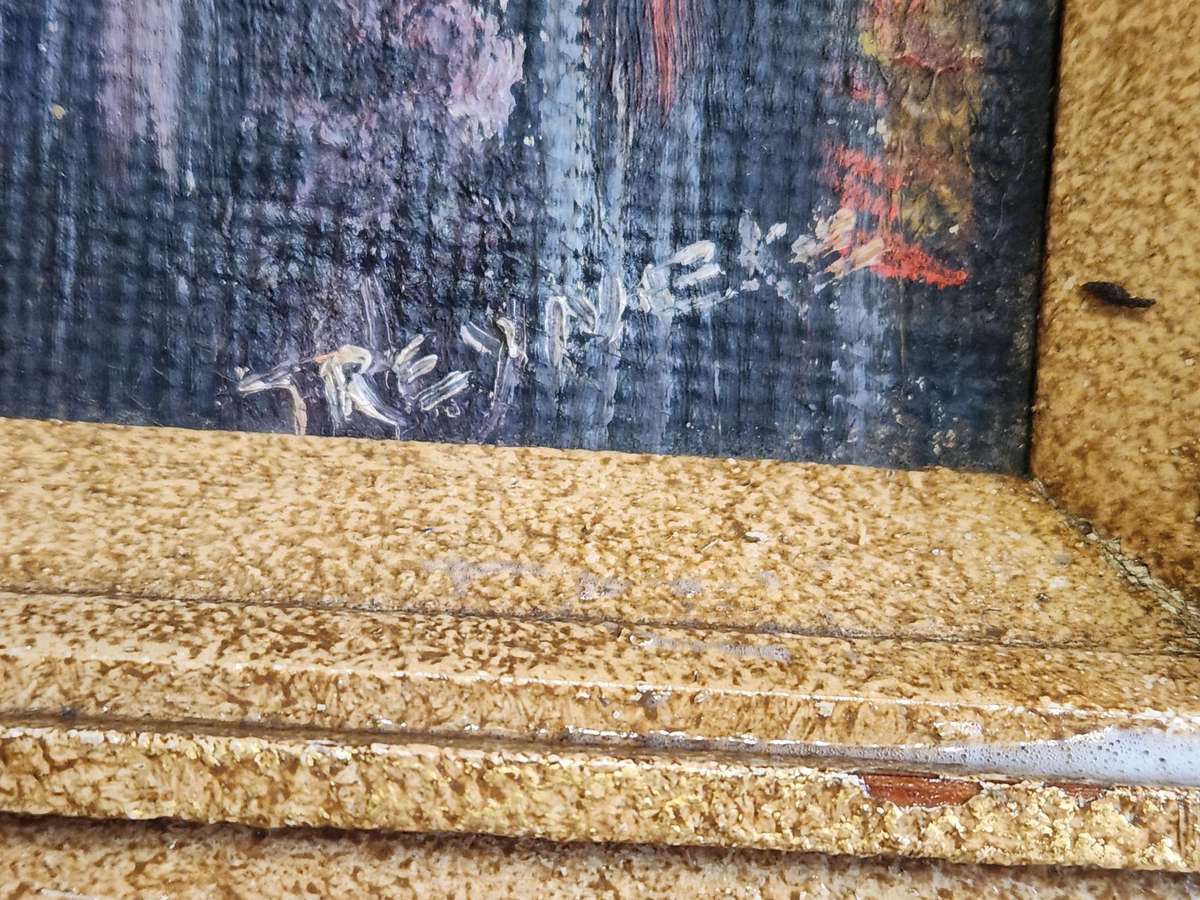 J RENNER ORIGINAL SMALL OIL ON BOARD PAINTING