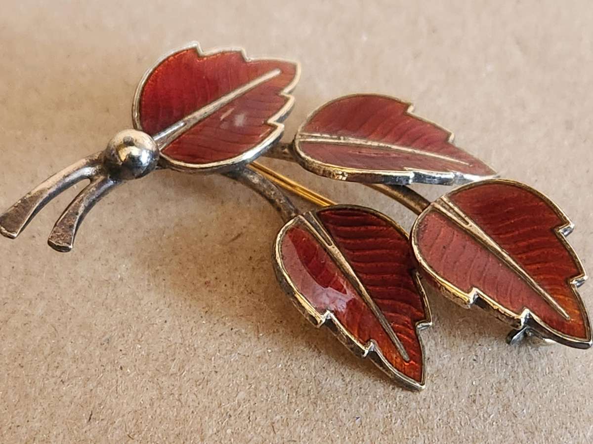 STERLING SILVER AND ENAMEL DENMARK BROOCH