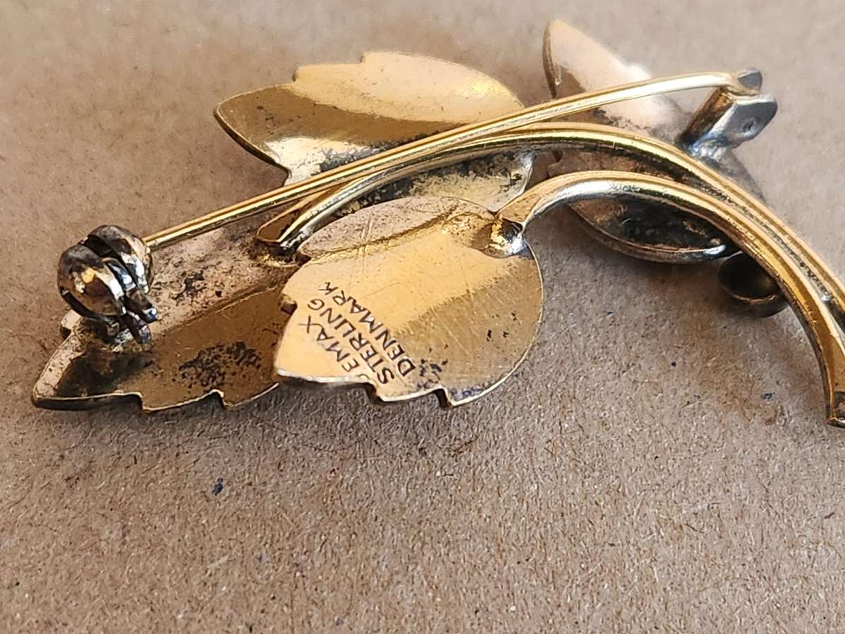 STERLING SILVER AND ENAMEL DENMARK BROOCH