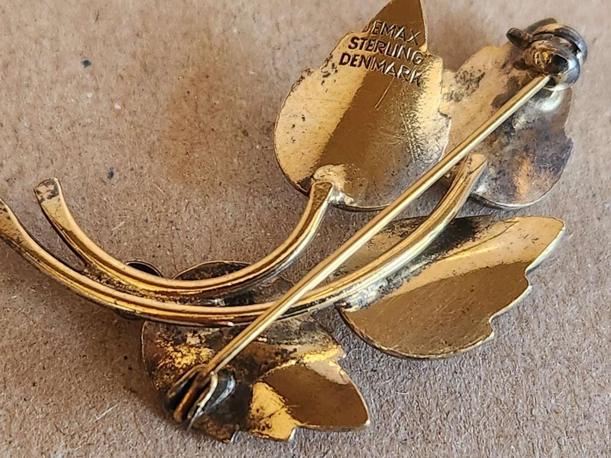 STERLING SILVER AND ENAMEL DENMARK BROOCH