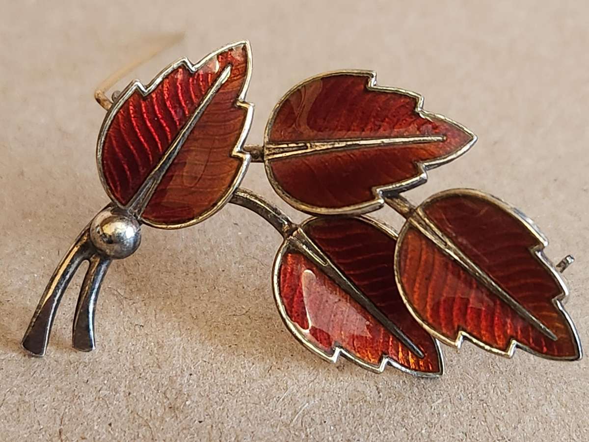 STERLING SILVER AND ENAMEL DENMARK BROOCH