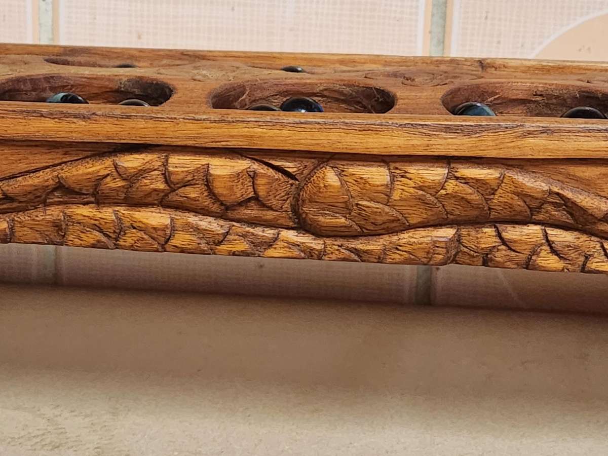 Vintage Hand Carved Wooden Dragon Mancala Board Game
