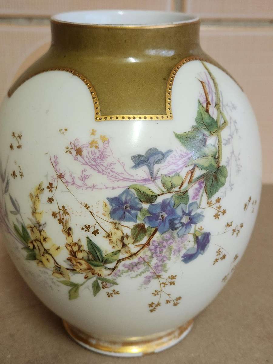 ANTIQUE 1890s MARTIAL REDON LIMOGES BULBOUS VASE