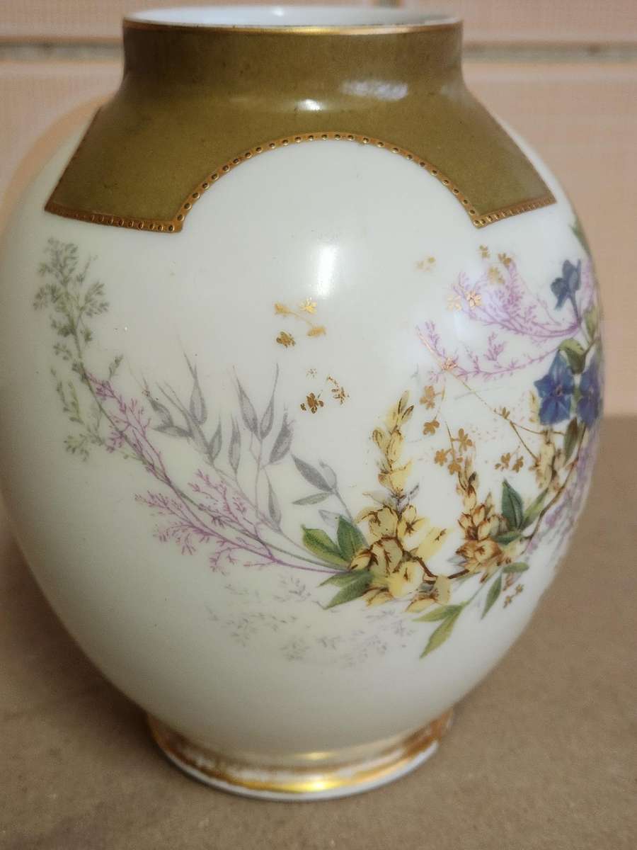 ANTIQUE 1890s MARTIAL REDON LIMOGES BULBOUS VASE