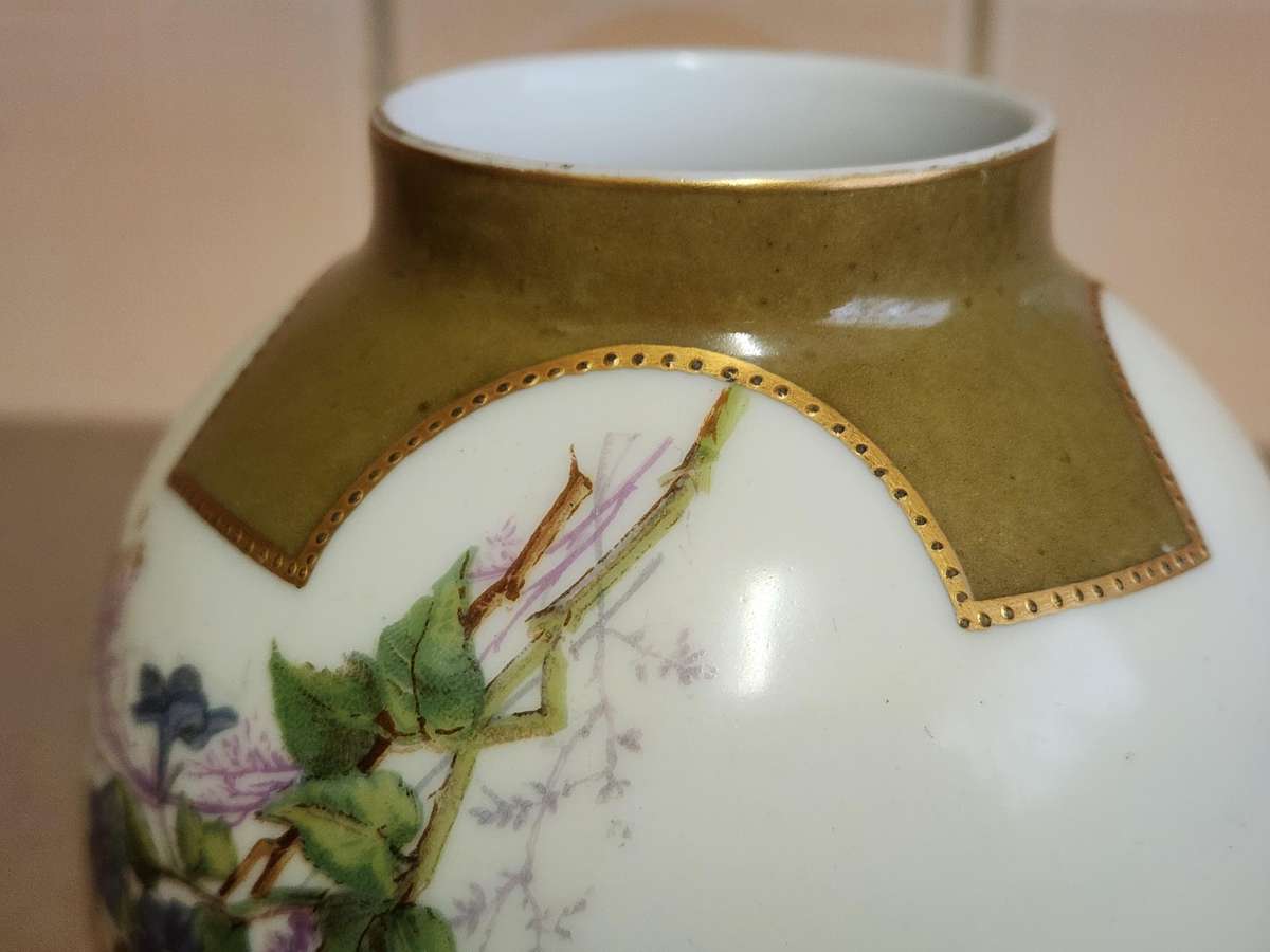 ANTIQUE 1890s MARTIAL REDON LIMOGES BULBOUS VASE
