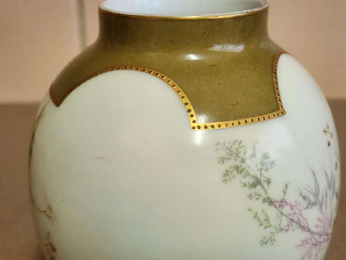 ANTIQUE 1890s MARTIAL REDON LIMOGES BULBOUS VASE
