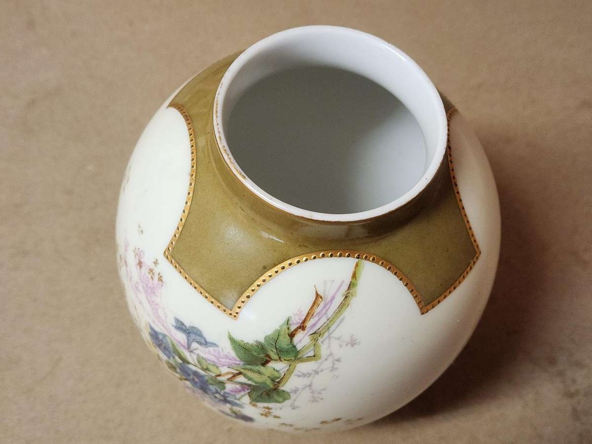 ANTIQUE 1890s MARTIAL REDON LIMOGES BULBOUS VASE