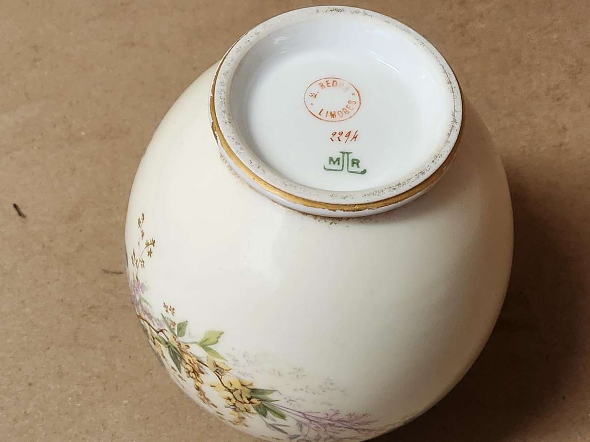 ANTIQUE 1890s MARTIAL REDON LIMOGES BULBOUS VASE