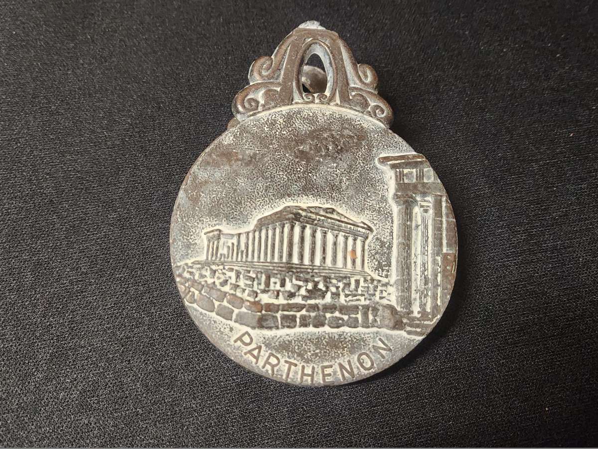 1940s OWL OF ATHENA PARTHENON BRONZE GREEK LETTER CLIP