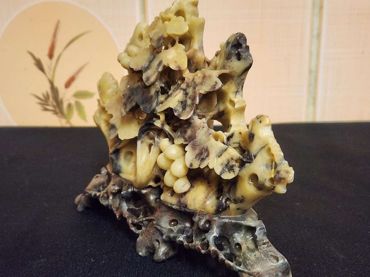 HAND CARVED CHINESE NATURAL SOAPSTONE SCULPTURE 1 OF 3