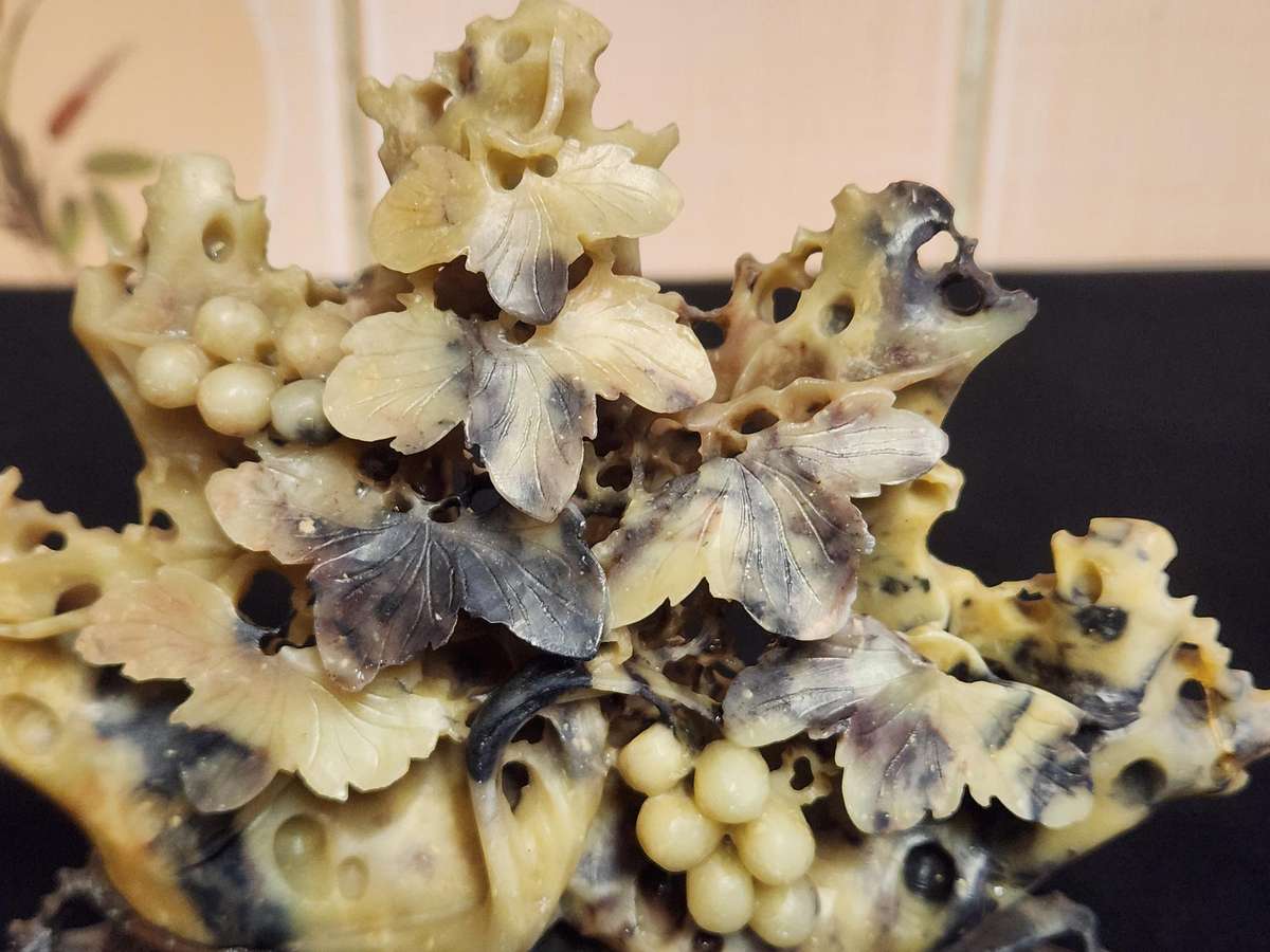 HAND CARVED CHINESE NATURAL SOAPSTONE SCULPTURE 1 OF 3