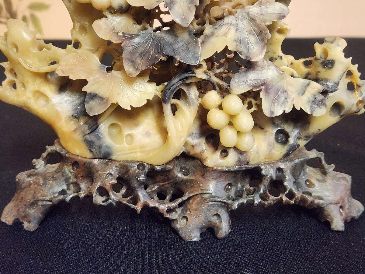 HAND CARVED CHINESE NATURAL SOAPSTONE SCULPTURE 1 OF 3