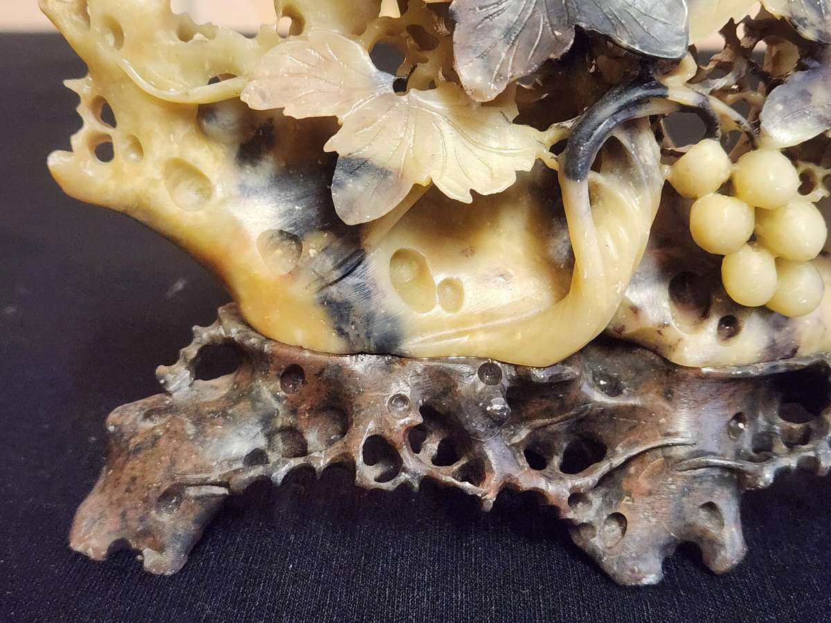 HAND CARVED CHINESE NATURAL SOAPSTONE SCULPTURE 1 OF 3