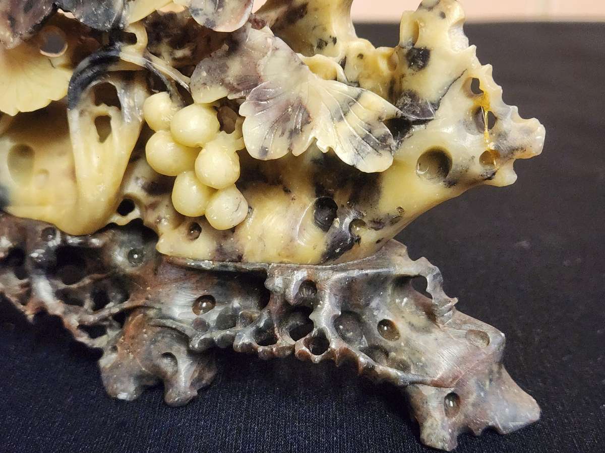 HAND CARVED CHINESE NATURAL SOAPSTONE SCULPTURE 1 OF 3