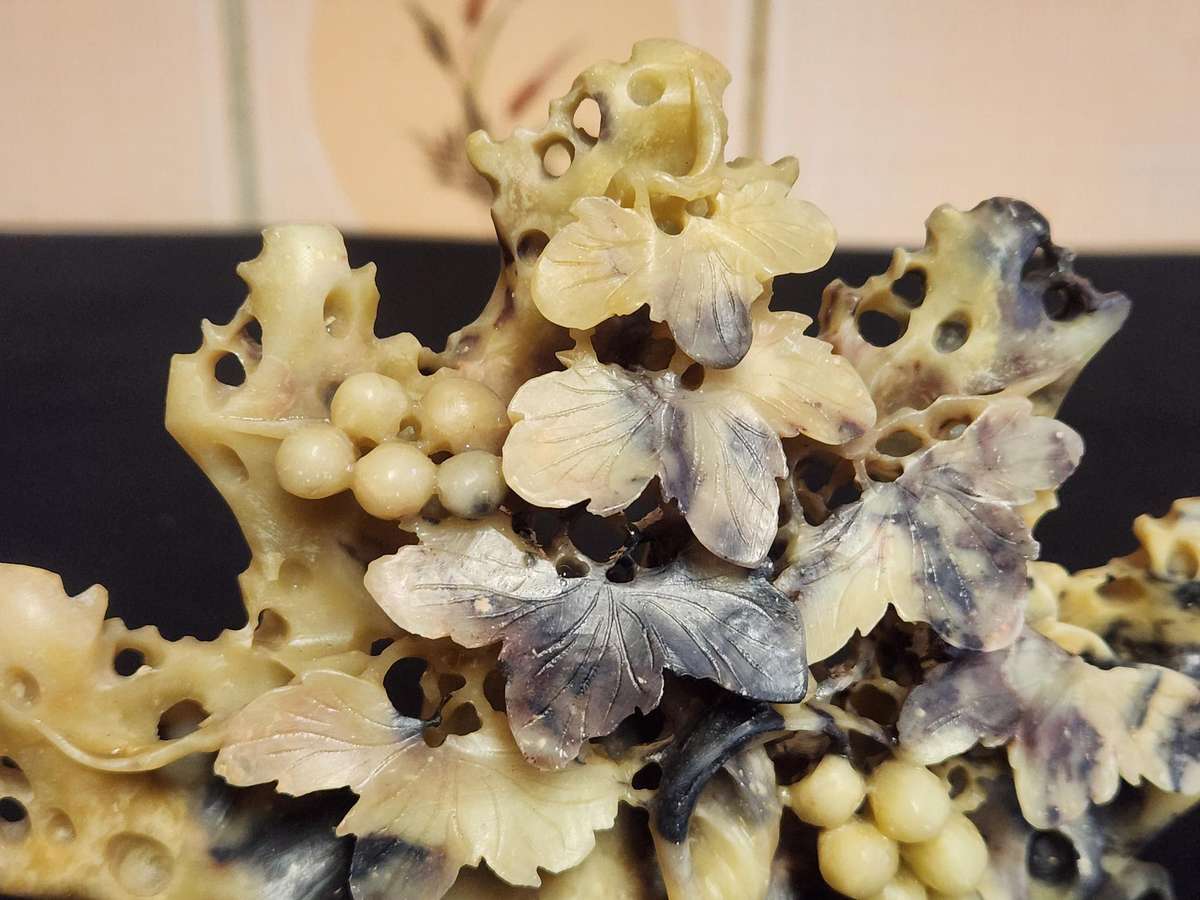 HAND CARVED CHINESE NATURAL SOAPSTONE SCULPTURE 1 OF 3