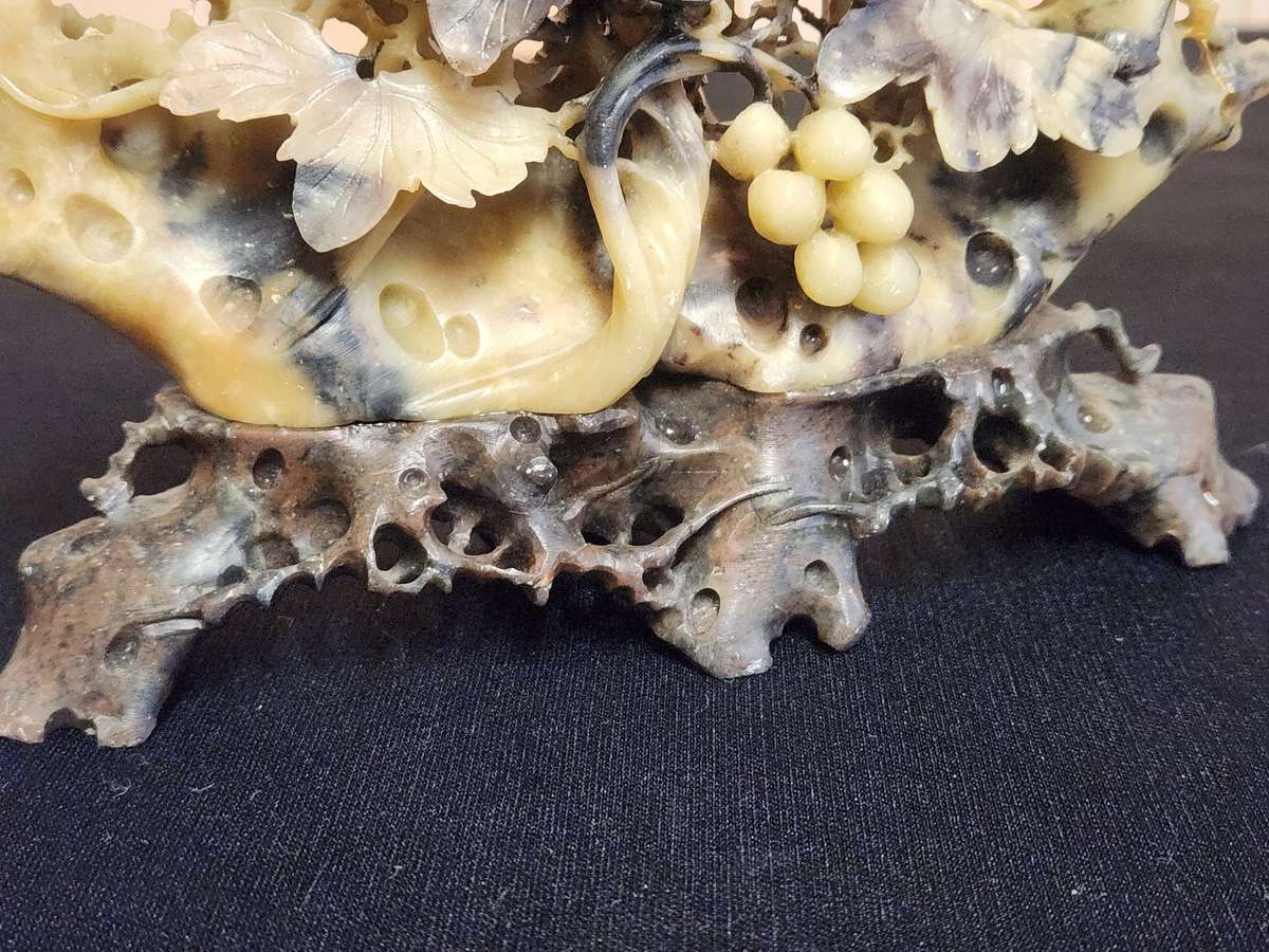 HAND CARVED CHINESE NATURAL SOAPSTONE SCULPTURE 1 OF 3