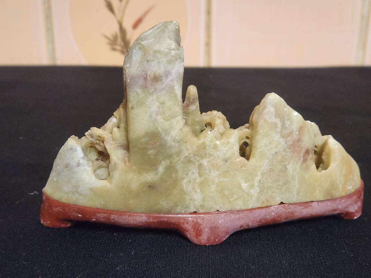 HAND CARVED CHINESE NATURAL SOAPSTONE SCULPTURE 2 OF 3