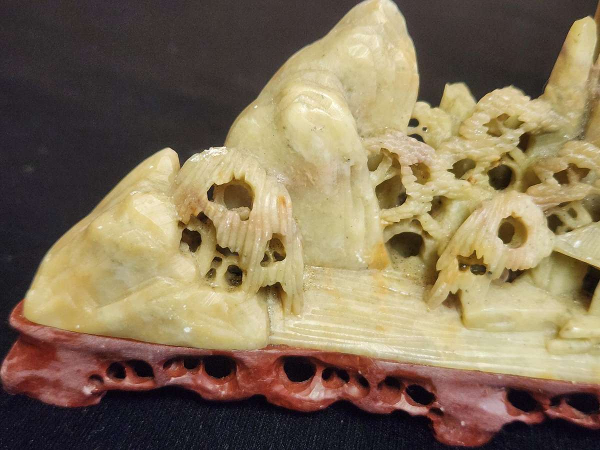 HAND CARVED CHINESE NATURAL SOAPSTONE SCULPTURE 2 OF 3
