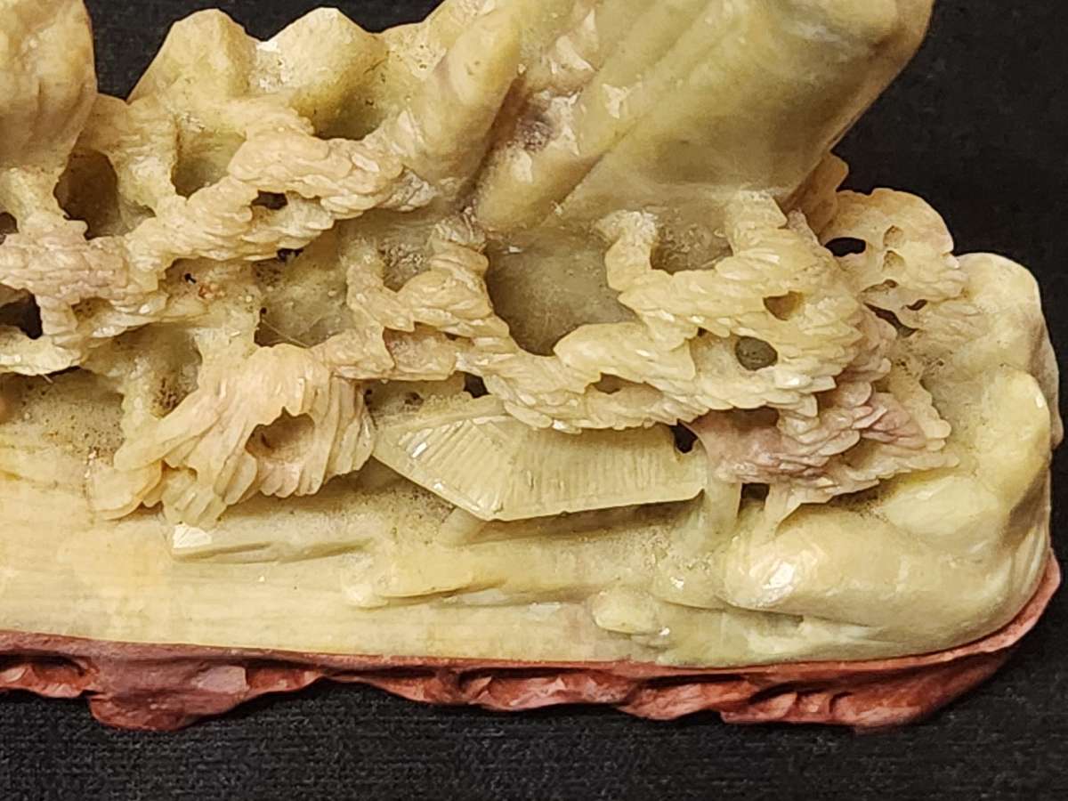 HAND CARVED CHINESE NATURAL SOAPSTONE SCULPTURE 2 OF 3