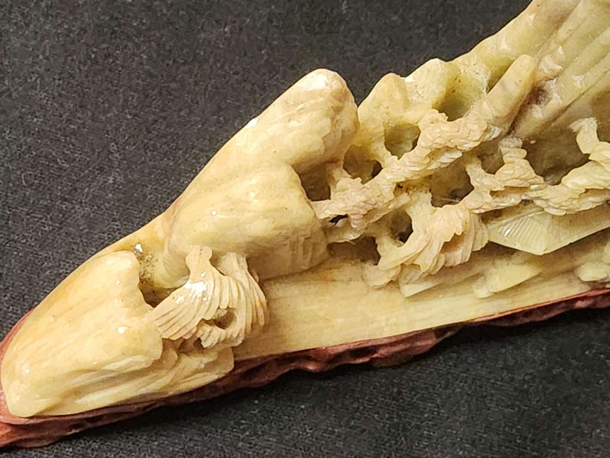 HAND CARVED CHINESE NATURAL SOAPSTONE SCULPTURE 2 OF 3