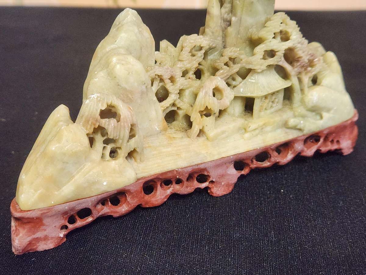 HAND CARVED CHINESE NATURAL SOAPSTONE SCULPTURE 2 OF 3