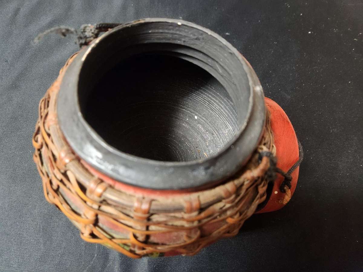 VINTAGE THAILAND BAMBOO RICE BUCKET 1 OF 2